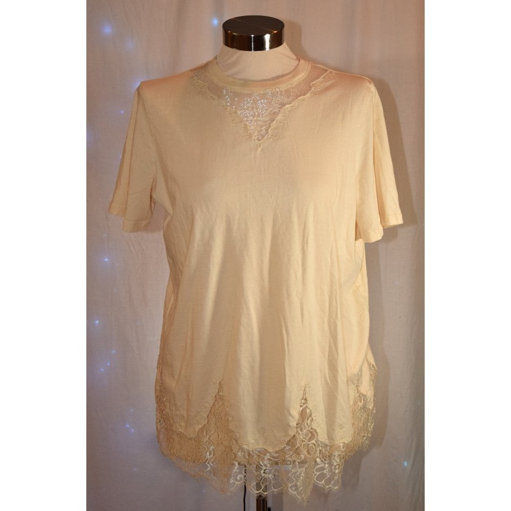 NWOT ASOS Cream & Lace T-Shirt Size 8